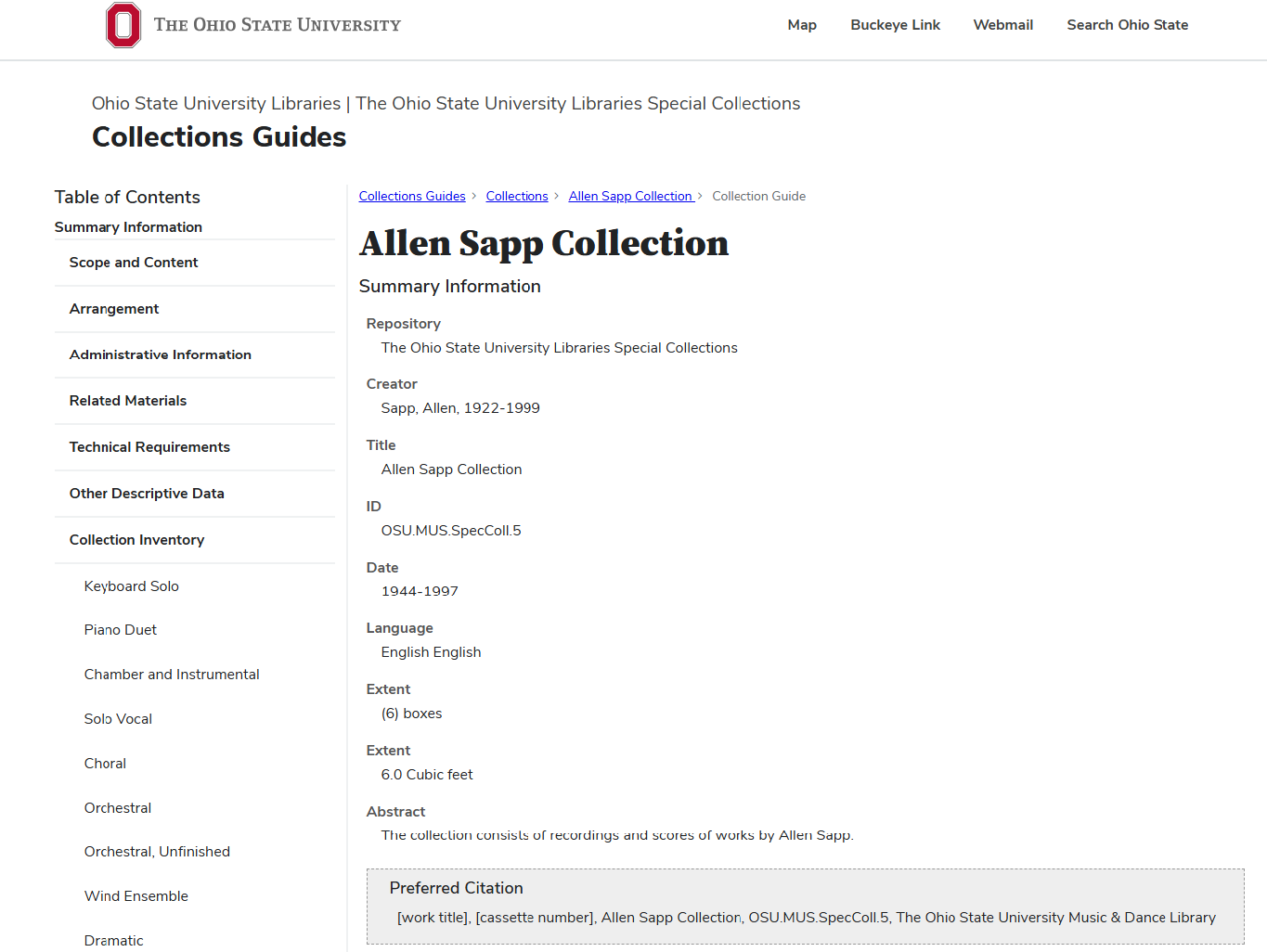 the page that renders after clicking the export collection inventory link