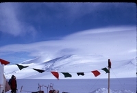 Storm on peak of Mt. Logan from camp on plateau thumbnail