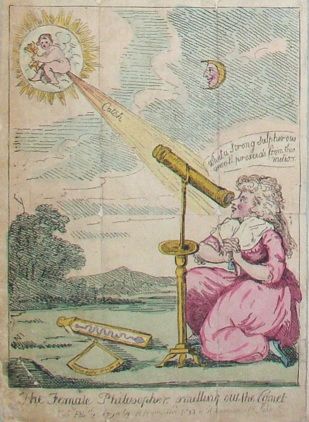 Caption: The Female Philosopher smelling out the Comet