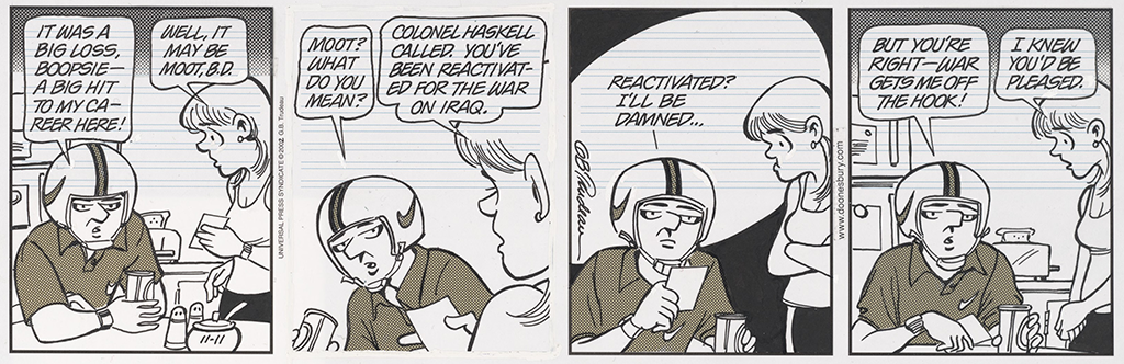 Doonesbury strip in 4 panels