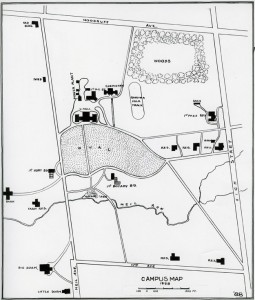 Campus Map from 1888, drawn by Joseph Bradford