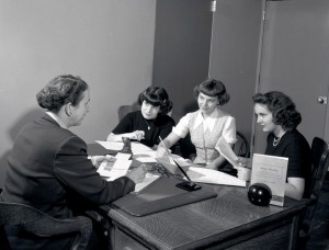 Newton meets with student nurses, 1951