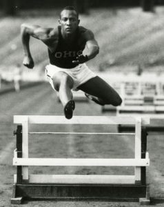 Jesse Owens practices in Ohio Stadium, 1935.