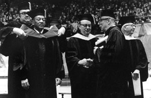 OSU awards Jesse Owens an honorary degree during its spring 1972 commencement.