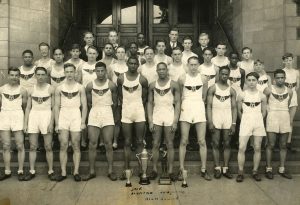 Jesse Owens' high school team. Owens is standing in the front row, fifth from the right. Photo date unknown.