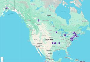 A map with Song Family's footprints in North America
